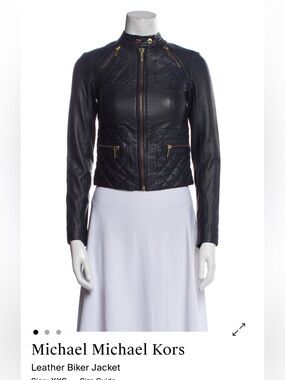 Michael Michael Kors Leather Biker Jacket (Blue, xxs)